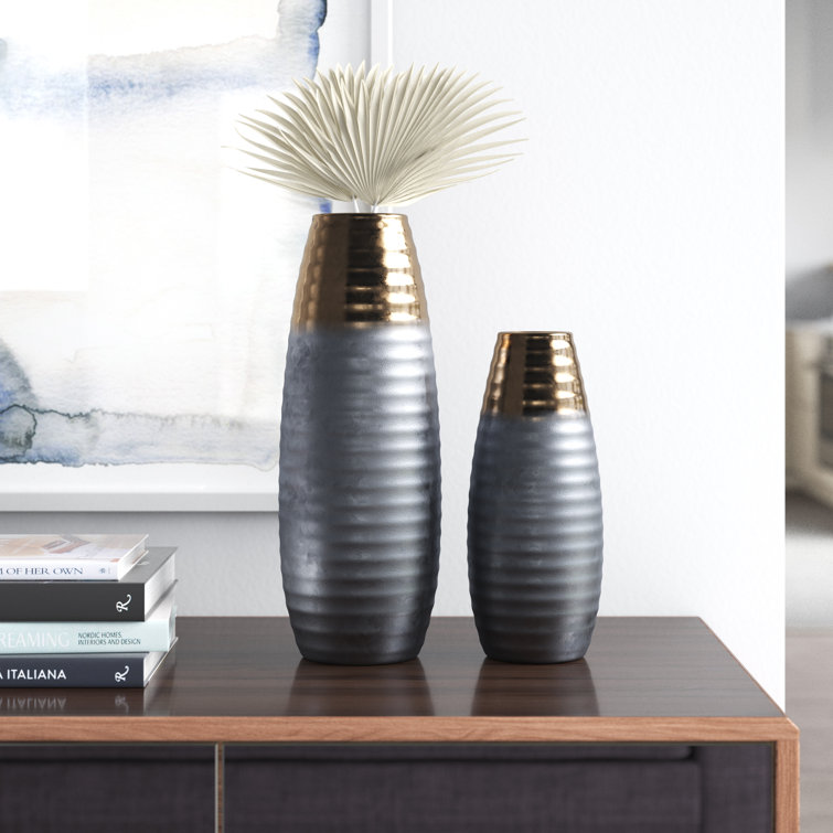 Mercury Row® 2 Piece Bronze/Dark Brown Indoor / Outdoor Ceramic Table